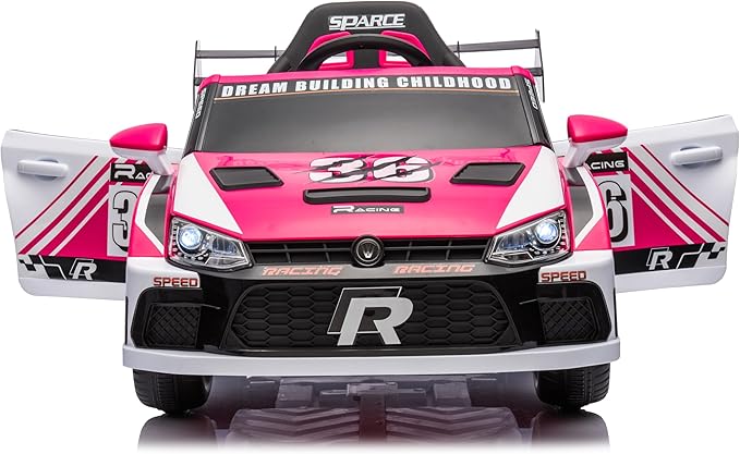 Kids Ride on Car with Parent Remote Control,12V Battery Powered Electric Vehicles for Kids Ages 3-8,Powerful Motor 3-Speed Sports Car Ride-on Toys w/Music,LED Lights,Suspension System (Pink)