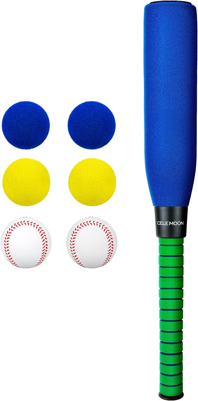 22 Inch Kids Foam Soft Baseball Bat Toys with 6 Balls for Kids Toddlers Youths Outdoor Indoor Sport T Ball Game Playing, Blue