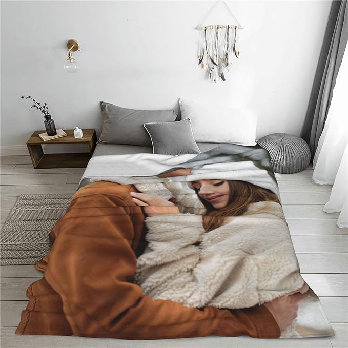 Custom Blanket with Photos, Personalized Blankets with Picture, I Love You Girlfriend Boyfriend Couples Gifts, for Birthday Christmas Women Men Adult Kids Mom Dad Wife Husband