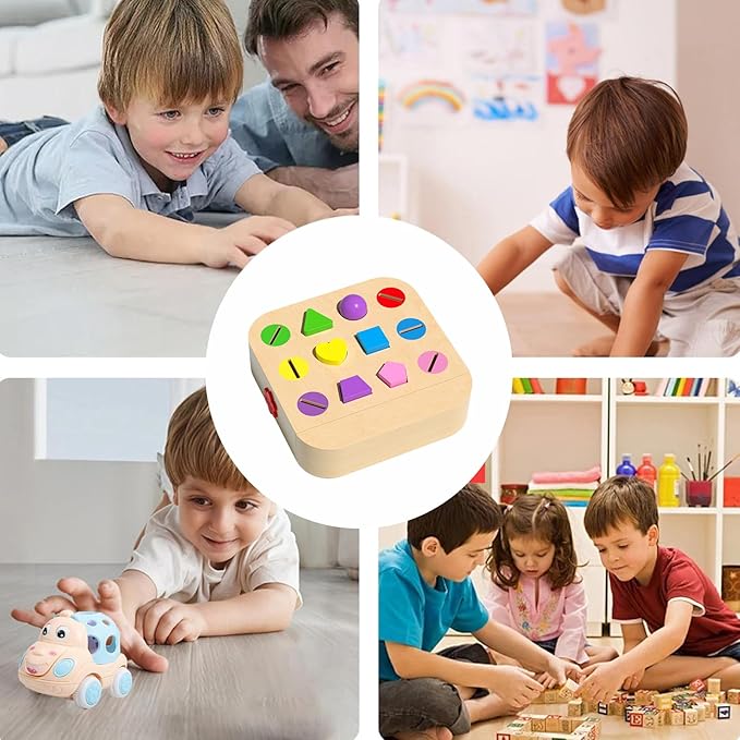 Shape Sorter, Wooden Learning Toy, Educational Color Sorting Games, Engaging Design With Bright Shapes And Easy Grip Pieces, Preschool Learning Activity Baby Girl Toddler Boy Kid Birthday Play