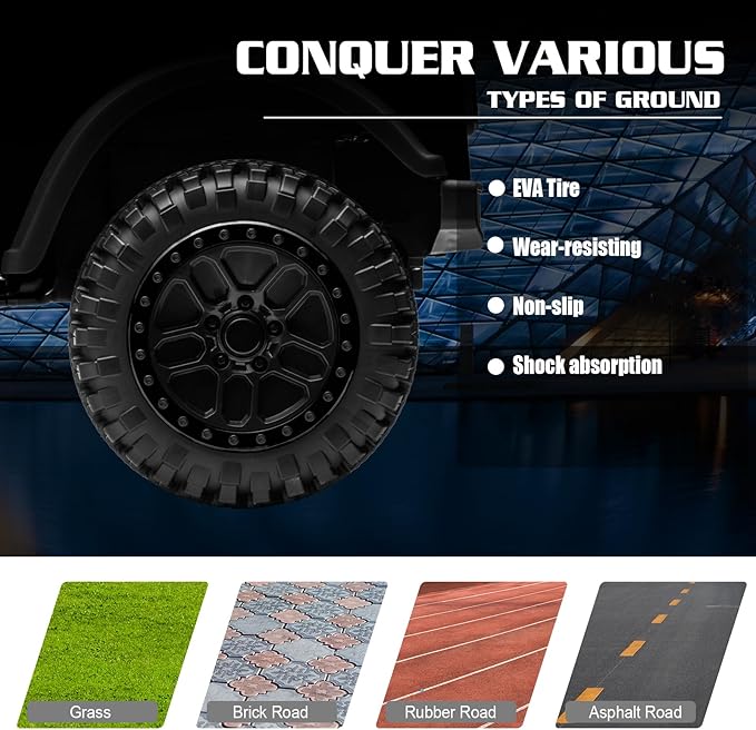 POSTACK 24 Volt Ride on Car with Parental Remote Control, 4x4 Battery Powered Electric Vehicle, 4WD Ride on UTV Toy for Kids to Drive w/Music, Bluetooth, Power 4 Wheels for Toddler Ages 3+, Black