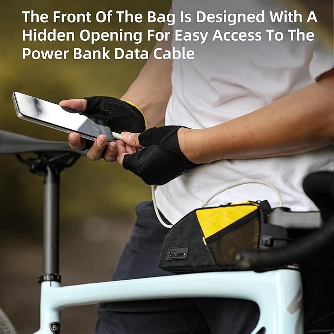 Rhinowalk Bike Frame Bag 1.2L, Waterproof Handlebar Bag with Phone Holder, Small Front Bag with Strap or Screw Mount, Fits Most Bikes – White