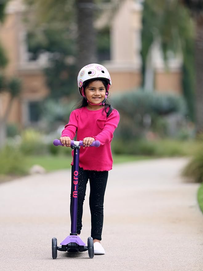 Micro Kickboard - Maxi Deluxe Foldable LED - Three Wheeled, Lean-to-Steer, Fold-to-Carry Swiss-Designed Micro Scooter for Kids with Motion-Activated Light-Up Wheels for Ages 5-12