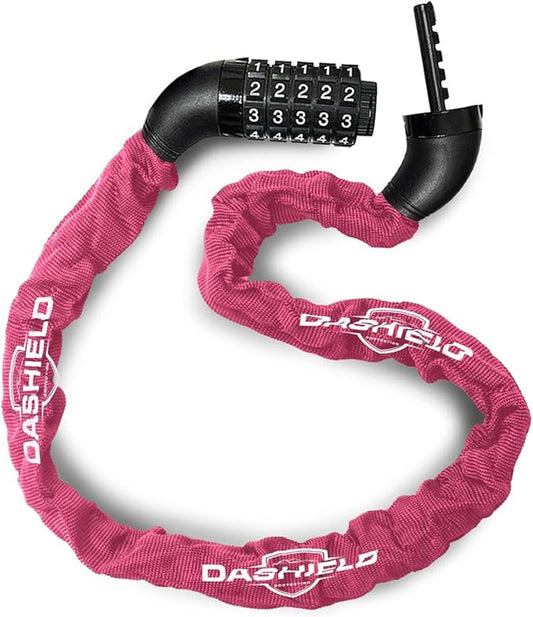 Bike Chain Lock Security 5 Digit Resettable Combination, 38.6 inches Heavy Duty Anti Theft Lock Chain for Bicycle, Motocycle, Scooter, Gate, Fence (Fuchsia, 3.2ft)