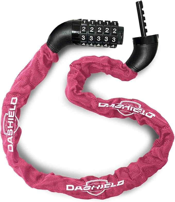 Bike Chain Lock Security 5 Digit Resettable Combination, 51.2 inches Heavy Duty Anti Theft Lock Chain for Bicycle, Motocycle, Scooter, Gate, Fence (Fuchsia, 4.2ft)