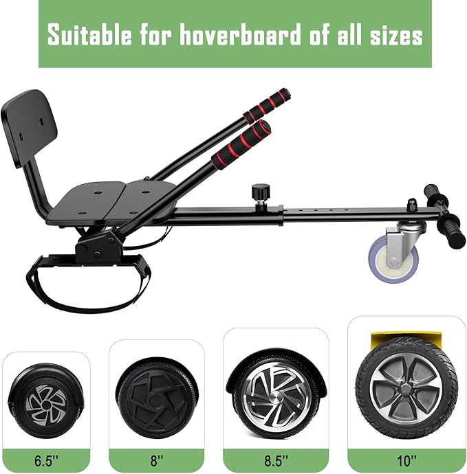 LIEAGLE Scooter With Seat Attachment, 6.5" Scooters Go Kart Combo With Colorful LED Lights & Bluetooth, For Kids Boys Girls Adults All Ages(Black with Kart)