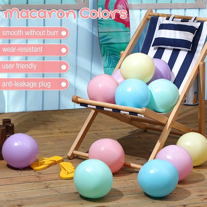 12 Pcs Inflatable Beach Balls Bulk Macaron Color Jumbo Large Beach Balls Pool Game Toys for Summer Swimming Back to School Party Games Water (12 Inch)