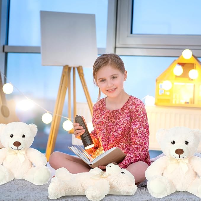 Civaner 4 Pack 14 Inches Bear Plush Stuffed Animals Operation Christmas Cute Soft Bears Gifts Bulk for Girls Boys Girlfriend(White)