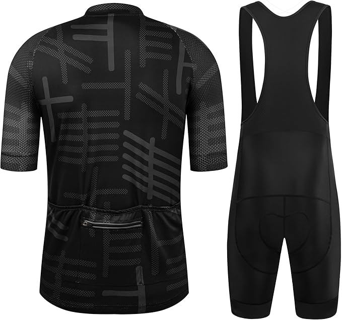 GCRFL Men's Cycling Jersey Set Road Bike Shorts Sleeves Jersey Zipper Pokcet Bib Shorts with Padded, Cycling Clothing kit Men