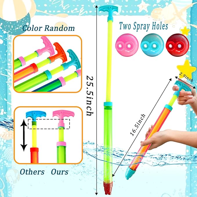 15pcs Water Shooter Blaster Squirt Guns Toys,Shoot Up to 35 Feet,16.5inch Water Spray Gun for Kids,Adults Summer Water Fighting,Swimming Pool,Beach Games,Colorful,Two Spray Holes