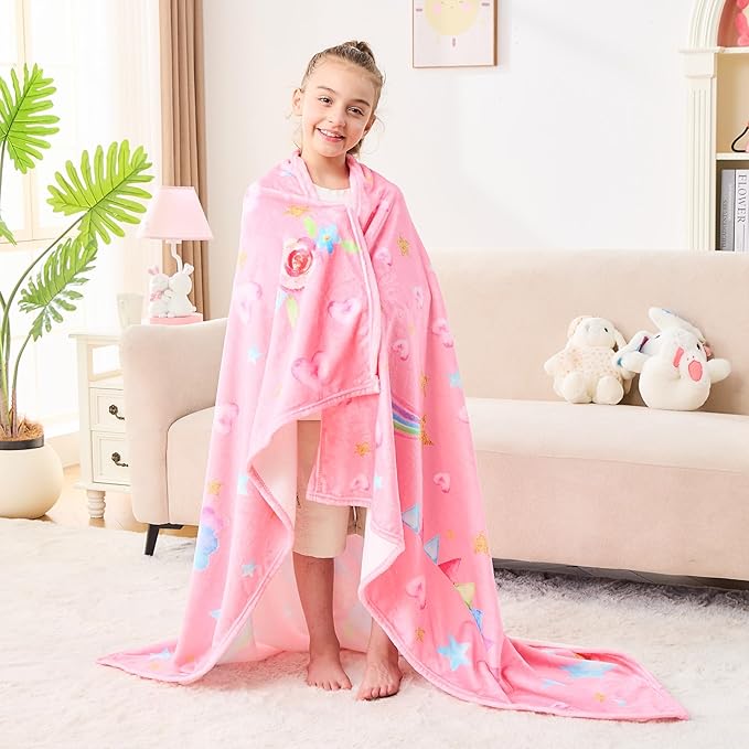 Wajade Unicorn Gifts for Boys Girls - Unicorn Blanket Birthday Christmas Decor for Kids Age 3 4 5 6 7 8 9 10 11 12 Years Old Teens Child Toddler Throw Light Grey 50"x60"