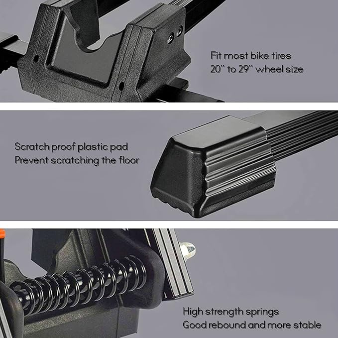 Sports Foldable Alloy Bicycle Stand Bike Floor Parking Rack Steady Wheel Holder Fit 20"-29" BikesIndoor Home Garage Cycling Storage Organizer Cycle Tires Rack Holder for Mountain and Road Bike