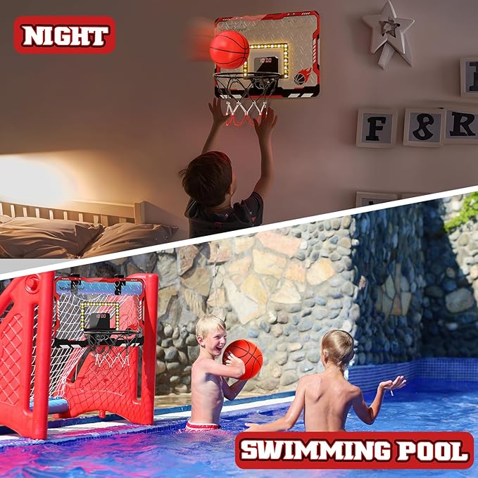 EagleStone Kids Indoor Basketball Hoop, 4 Balls Mini Basketball Toy for Toddlers