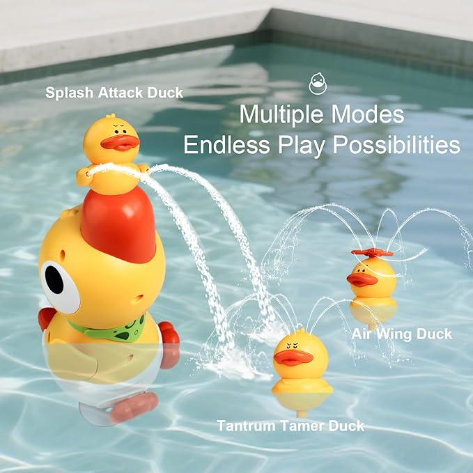 Baby Bath Sprayer Toy for Toddlers-Adjustable Water Flow Rinser with 3 Squirting Ducks & Bathtub Shower Head,Fun Bath Time Gift for 1 2 3 Year Old Kids, Babies & Newborns