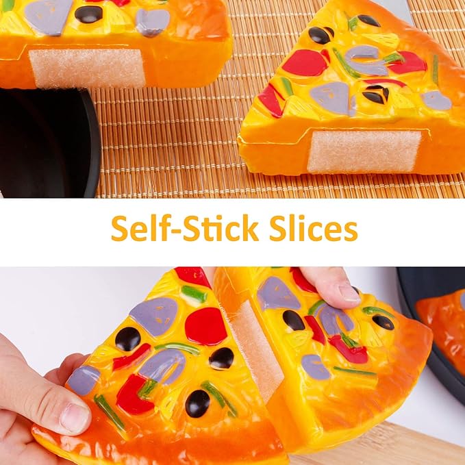 11 PCS Pizza Party Toy Play Set for Kids, Pizza Pie Pretend Play Food - Slice and Serve Plastic Kitchen Cooking and Cutting Playset