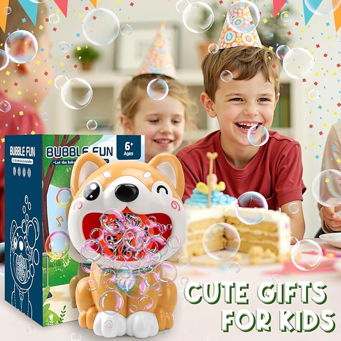 Dog Bubble Machine Toys for Kids 3-8 Years Old: Bubble Blower Maker with 2 Solutions, Light & Music Outdoor Party Toy, Birthday Gift for 3 4 5 6 7 8 Year Old Girls Boys