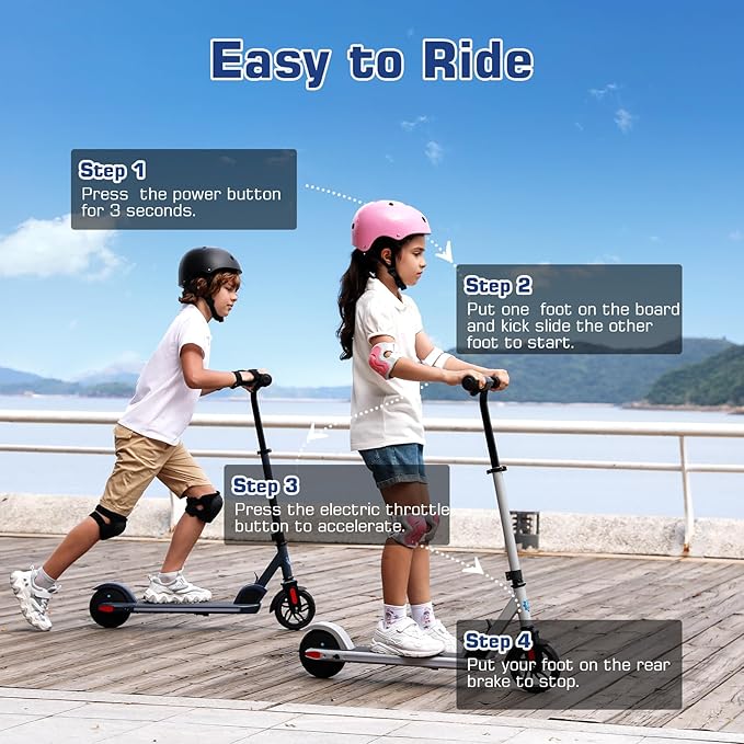 Caroma Electric Scooter for Kids Ages 6-14, 150W/180W Motor,10 MPH Max Speed & 7 Miles,Adjustable Height & Speed,Colorful Lights,LED Display,Foldable Kids Electric Scooter 132 Lbs Max Load