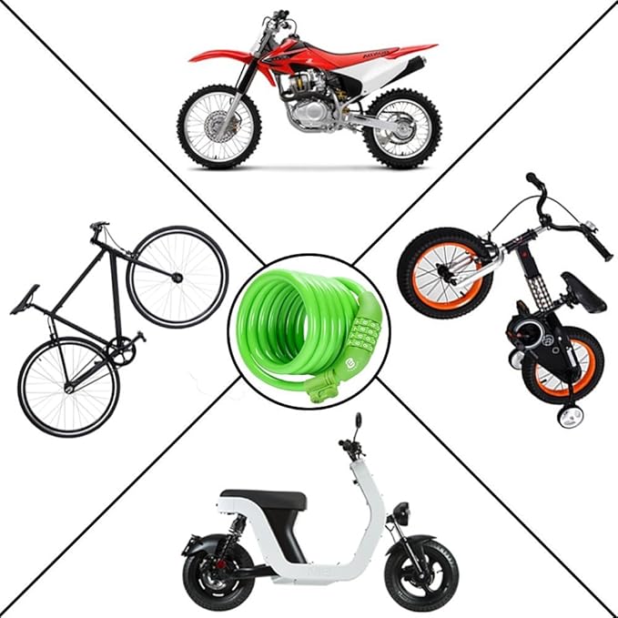 Etronic Bike Lock M6, Cable Lock 6 Feet Long Coiled Security Resettable Combo Combination Lock Bicycle Lock with Mounting Bracket