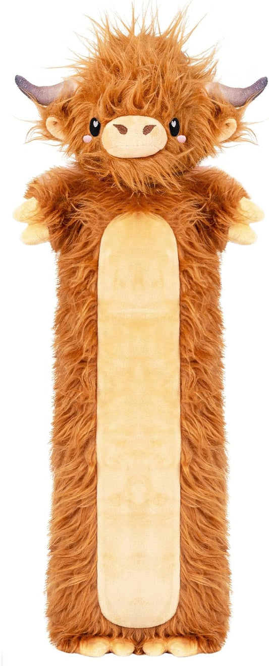 Brown Highland Cow Microwavable & Weighted Stuffed Animals - Unscented Heatable Plush Doll, Cute Cow Plush Toys Gifts for Girls Boys and Kids, Happy Fuel