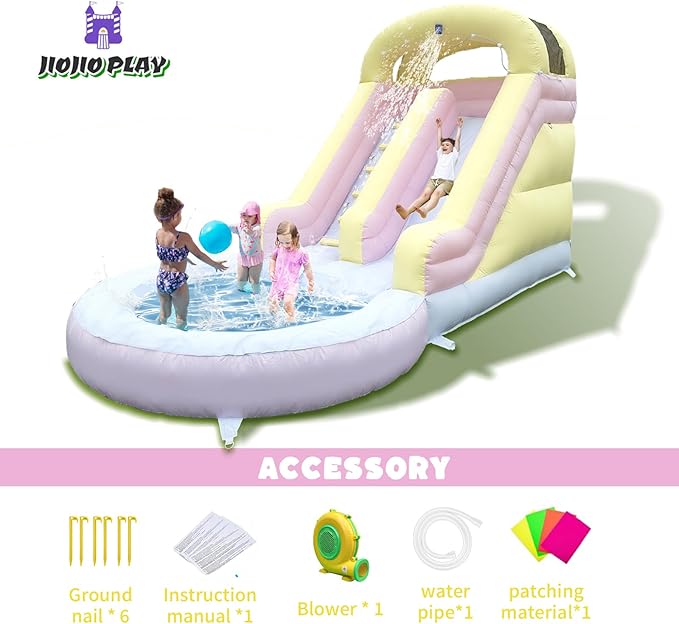 16FT Inflatable Water Slide 100% Thickened PVC Waterslide up Water Slides for Backyard Inflatable Water Park for Adults and Kid's with Slide/Water Pipe/Blower