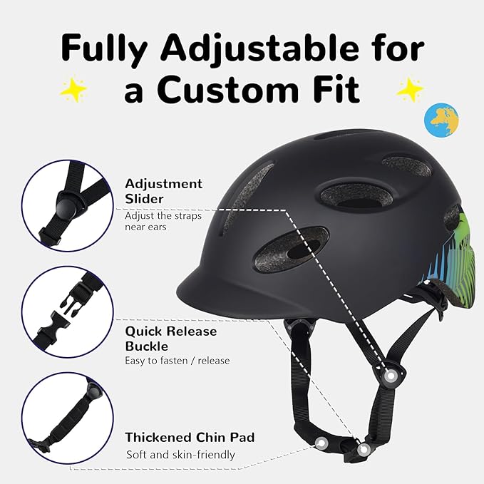 Kids/Youth Bike Helmet for Boys Girls and Teens, Adjustable and Multi-Sport for Bicycle, Kick Scooter, Skateboard, Roller/Inline Skate