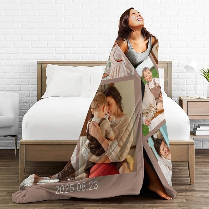 Custom Blanket with Photos, Personalized Blankets with Picture, I Love You Girlfriend Boyfriend Couples Gifts, for Birthday Christmas Women Men Adult Kids Mom Dad Wife Husband