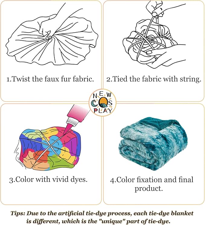 NEWCOSPLAY Super Soft Faux Fur Throw Blanket for Couch Tie-dye Light Teal Sherpa Fuzzy Plush Warm Blanket for Sofa Bed (Tie-dye Light Teal, Throw(50"x60"))