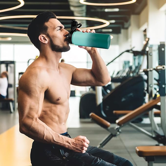 16 oz Insulated Water Bottle with Straw Lids, Stainless Steel Kids Water Bottles for School, Double Wall Vacuum Metal Water Bottle with Straw & Wide Mouth Lid, Gradient Green 8 Pack