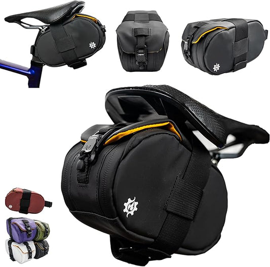 Lumiere & Co. Maximus Magnetic Bike Seat Bag – Quick-Attach Saddle Bag with AquaGuard Zippers, Secure Under-Seat Storage for Cycling Gear & Accessories (Black, Small)
