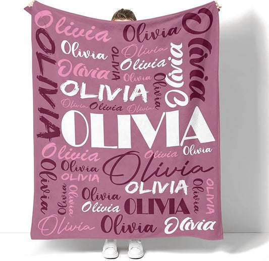 Dr.TOUGH Personalized Name Blanket Personalized Blanket for Adult Kids Flannel Customized Personalized Blankets and Throws