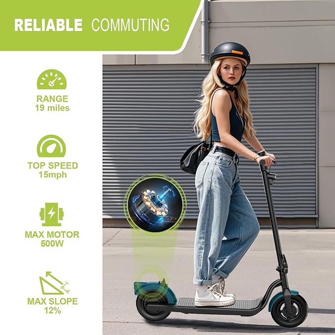 Electric Scooter Adults, Foldable E Scooter for Adults,500W Motor, 19 Mph, 21 Miles, 10" Tires Heavy Duty E-Scooter