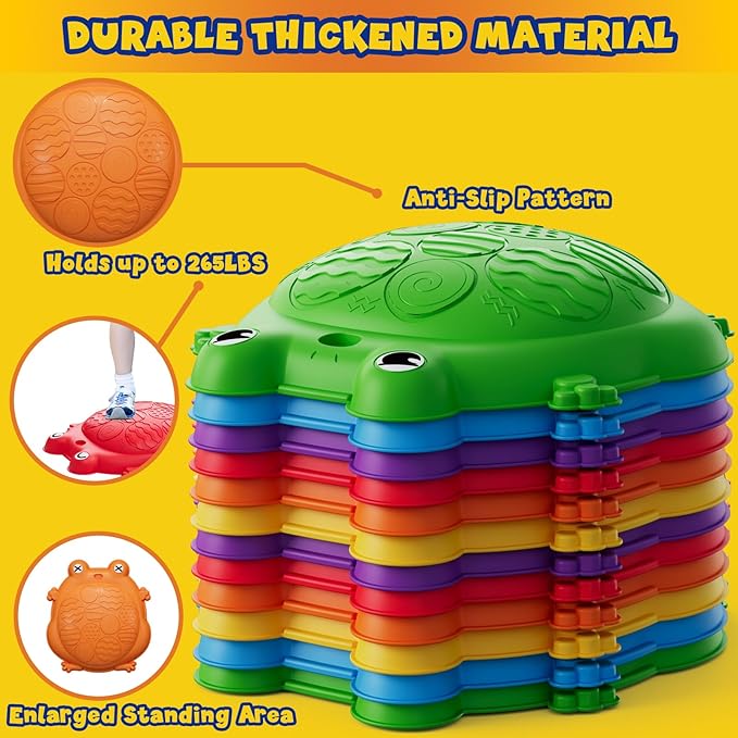 Stepping Stones for Kids, 12PCS Non-Slip Balance Steps Stones for Toddler 1-3, Obstacle Courses Sensory Toys, Coordination Game Gift for Boys Girls Indoor Outdoor Play Ages 3-5