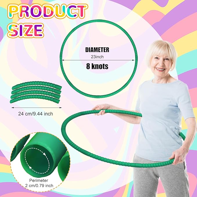 Shappy 6 Pcs Exercise Hoop Detachable Adjustable Plastic Toy Playground Toys Colored Hoop Circles for Teens Games Gymnastics Dog Agility Equipment Party Decor