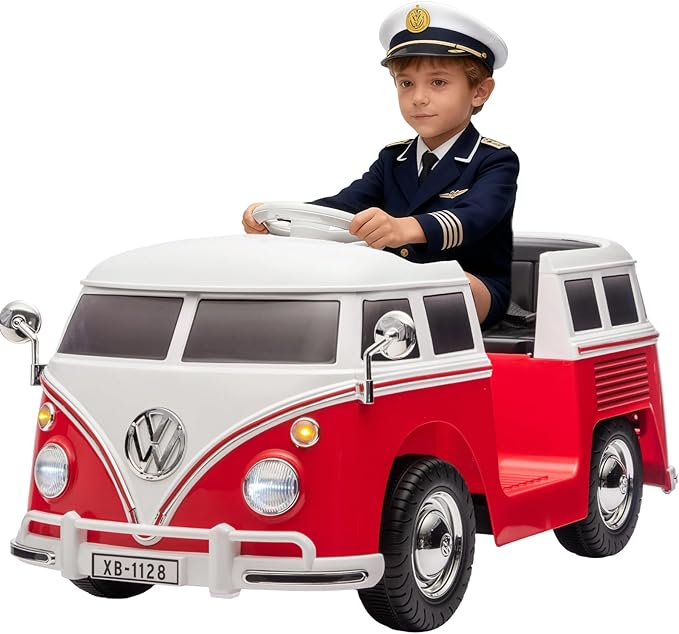 6V Electric Ride on Car, Licensed Volkswagen Ride on Bus for Kids with Led Light, Horn and Music, Battery Powered Ride on Toy for Kids - Gift for Toddler