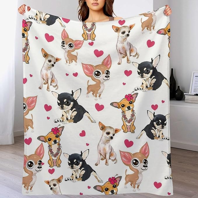 Chihuahua Dog Blanket Chihuahua Gifts for Girls Women Chihuahua Lovers Chihuahua Throw Blanket Kids Adults Soft Warm Cozy Fleece Blanket for Couch Sofa Bed 40"x50"