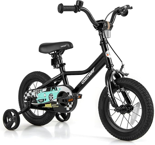COSTWAY 12/14/16/18 Inch Kids Bike, Boys & Girls Training Bike w/Removable Training Wheels, Pneumatic Tires, Adjustable Handlebar & Seat, Dual Brake System, Children Toddler Bicycle for 3-8 Years Old