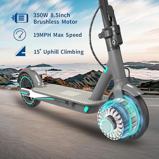 Electric Scooter for Adults & Teens, 350W Motor, 19 MPH Top Speed, 15/21 Miles Range, Foldable E-Scooter with 8.5" Honeycomb Tire, Escooter with Dual Braking System and App Control
