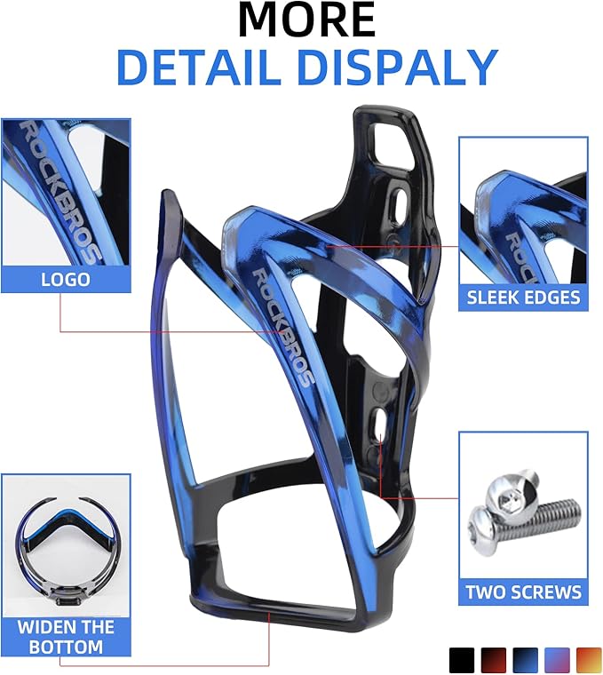 ROCKBROS Bike Water Bottle Holder Ultra-Light Bicycle Bottle Cages with Screws Tool, Universal Bike Cup Holder for Road MTB Mountain Bikes Cycling Accessories（2 Pack）