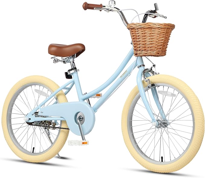 Petimini Girls Bike with Basket for 2-12 Years Old Kids, 12 14 16 18 20 Inch Bicycle with Bell Training Wheels Basket, Multiple Colors