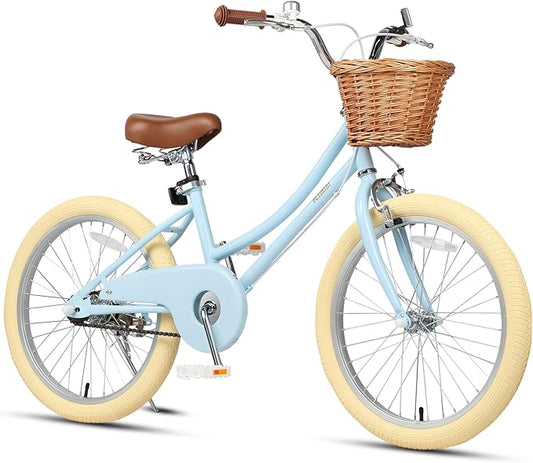 Petimini Girls Bike with Basket for 2-12 Years Old Kids, 12 14 16 18 20 Inch Bicycle with Bell Training Wheels Basket, Multiple Colors