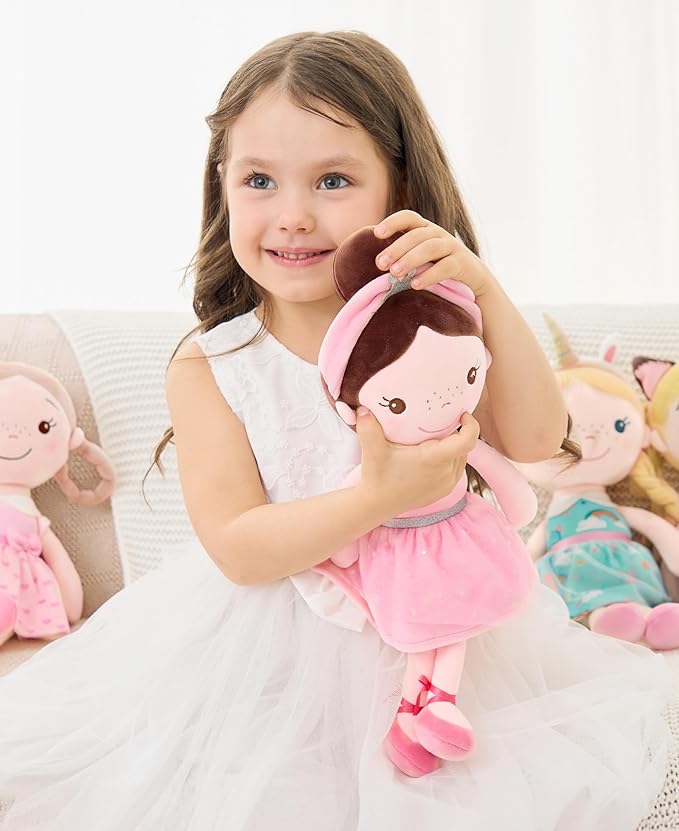 GAGAKU Soft Baby Doll Toys (16'') for Girls, My First Baby Rag Dolls for 1 Year Old Girl Birthday Gift Plush Doll Toys Machine Washable Baby Doll for Toddler Kids Infants - Ballet Girl