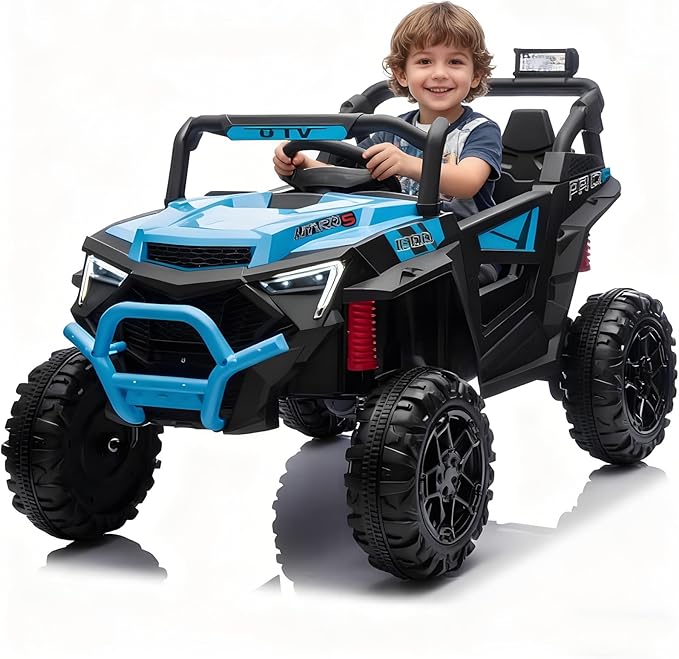 24v Ride On Toys for Big Kids,UTV 2 Seater Ride On Car for Kids,24 Volt Ride On Toys for Boys,W/Remote Control,LED,Music,Bluetooth,4 Shock Absorbers,Toddler 4 Wheeler,Electric Car for(Blue)