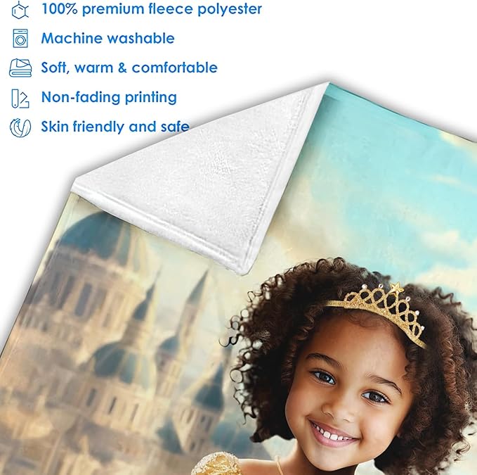 Zocoshi Personalized Baby Blankets Princess and Frog for Girl, Personalized Baby Gifts with Name, Customized Baby Blanket, Newborn Boy Gift, Soft Fleece (Princess and Frog)