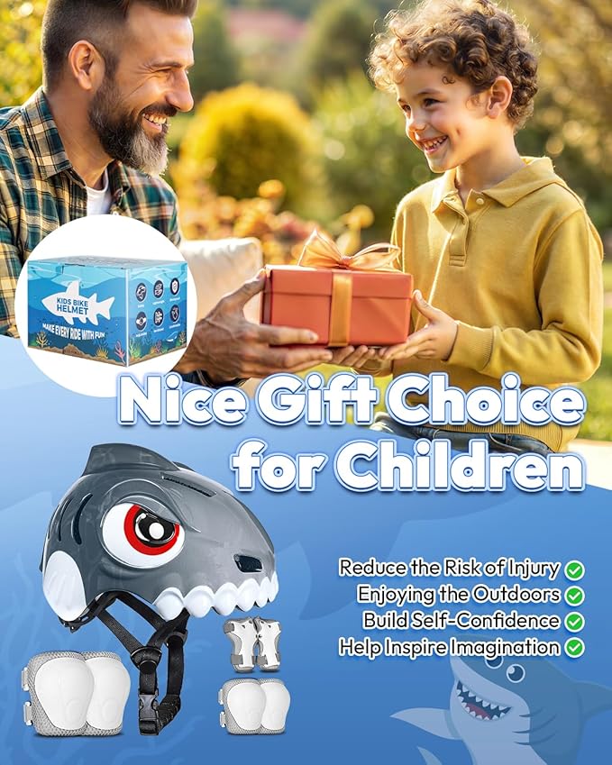 Bike Helmet for Kids 3-5-8 Toddler Bike Helmet Animal 3D Cartoon Boys Girls Safety Adjustable Kids Helmet and Pads Set for Cycling Scooter Skateboard