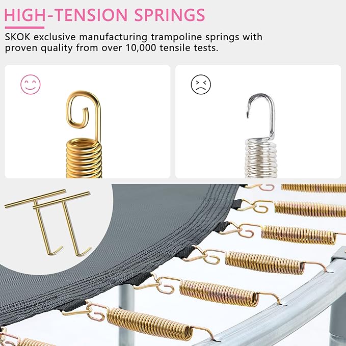 SKOK Trampoline 8FT 10FT 12FT 14FT 15FT Trampolines with Enclosure Net, 400LBS Outdoor Trampolines for Kids with Basketball Hoop-ASTM Approved Trampoline for Children and Adults with Ladder