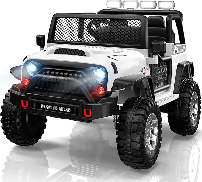 L8 2 Seater Ride On Car, 12V Kids Electric Car w/Remote Control, 4-Wheel Suspension, Bluetooth Speaker, Multi Music Modes, 3 Speeds, LED Lights, Xmas & Birthday Gift Ideas for Kids Ages 3+