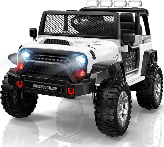 L8 2 Seater Ride On Car, 12V Kids Electric Car w/Remote Control, 4-Wheel Suspension, Bluetooth Speaker, Multi Music Modes, 3 Speeds, LED Lights, Xmas & Birthday Gift Ideas for Kids Ages 3+