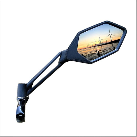 MEACHOW New Scratch Resistant Glass Lens,Handlebar Bike Mirror, Adjustable Safe Rearview Mirror, Bicycle Mirror (Blue Right Side) ME-005RB