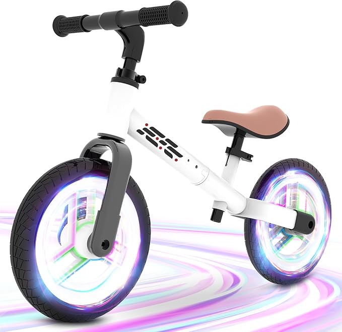 Colorful Lighting Balance Bike 2 Year Old, 2-5 Year Old Toddler Balance Bike, No Pedal Bikes with Adjustable Handlebar & Seat, 2 3 4 5 Year Old Boy Girls Birthday Gifts Toys.