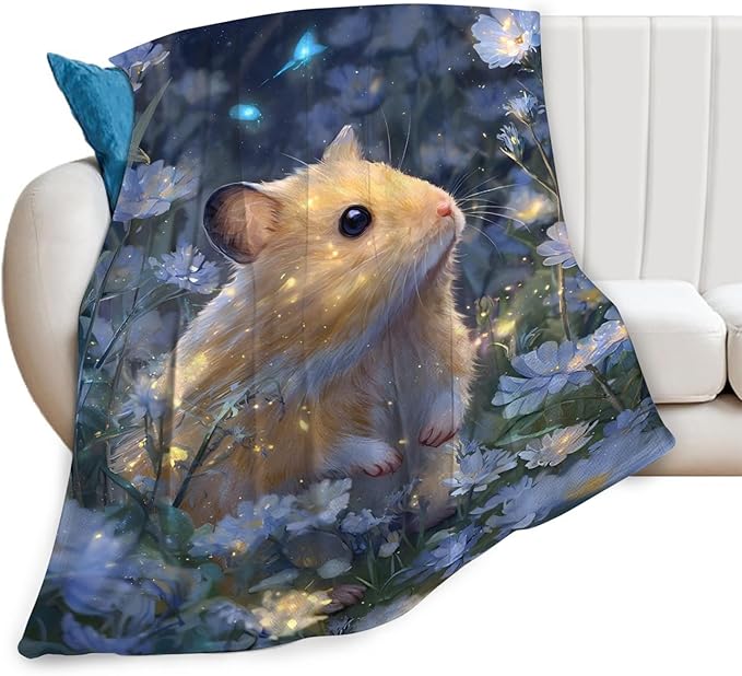 Hamster Blanket Gifts for Girls Boys Cute Animal Lover Throw Cozy Plush Fleece Flannel Lightweight Fuzzy Blankets for Women Men 60"X50"